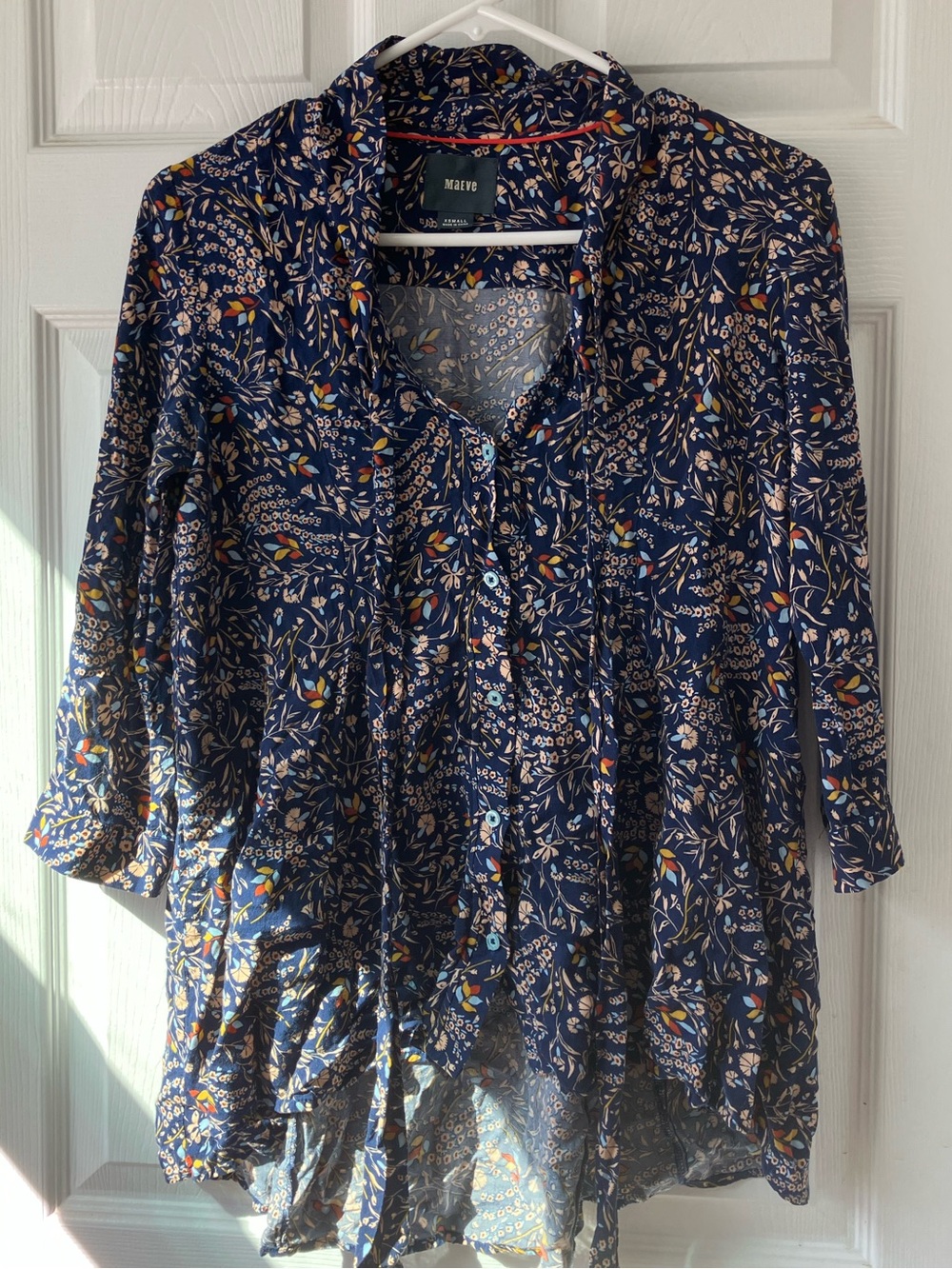 Anthropologie Maeve Blue Floral Button Down Women’s XS